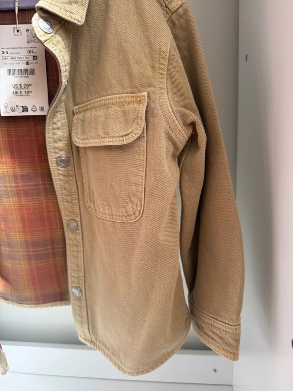 Zara Kids Tan Jean Jacket with Chest Pockets